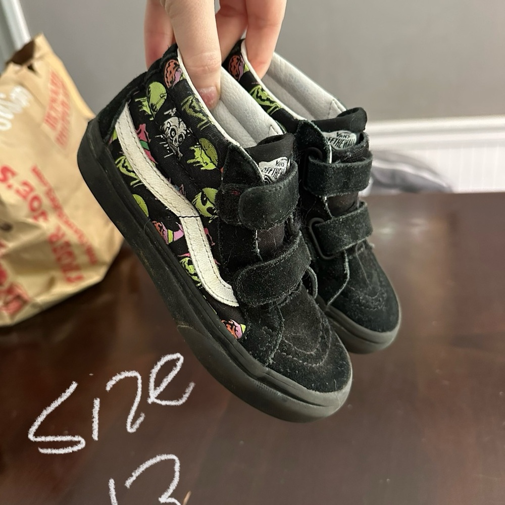 Vans Kids Black and Green Monster Sneakers